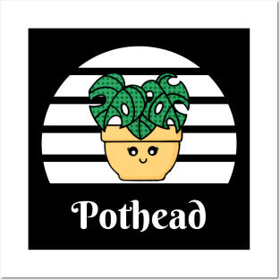 Pothead with Monstera Plant in White Posters and Art